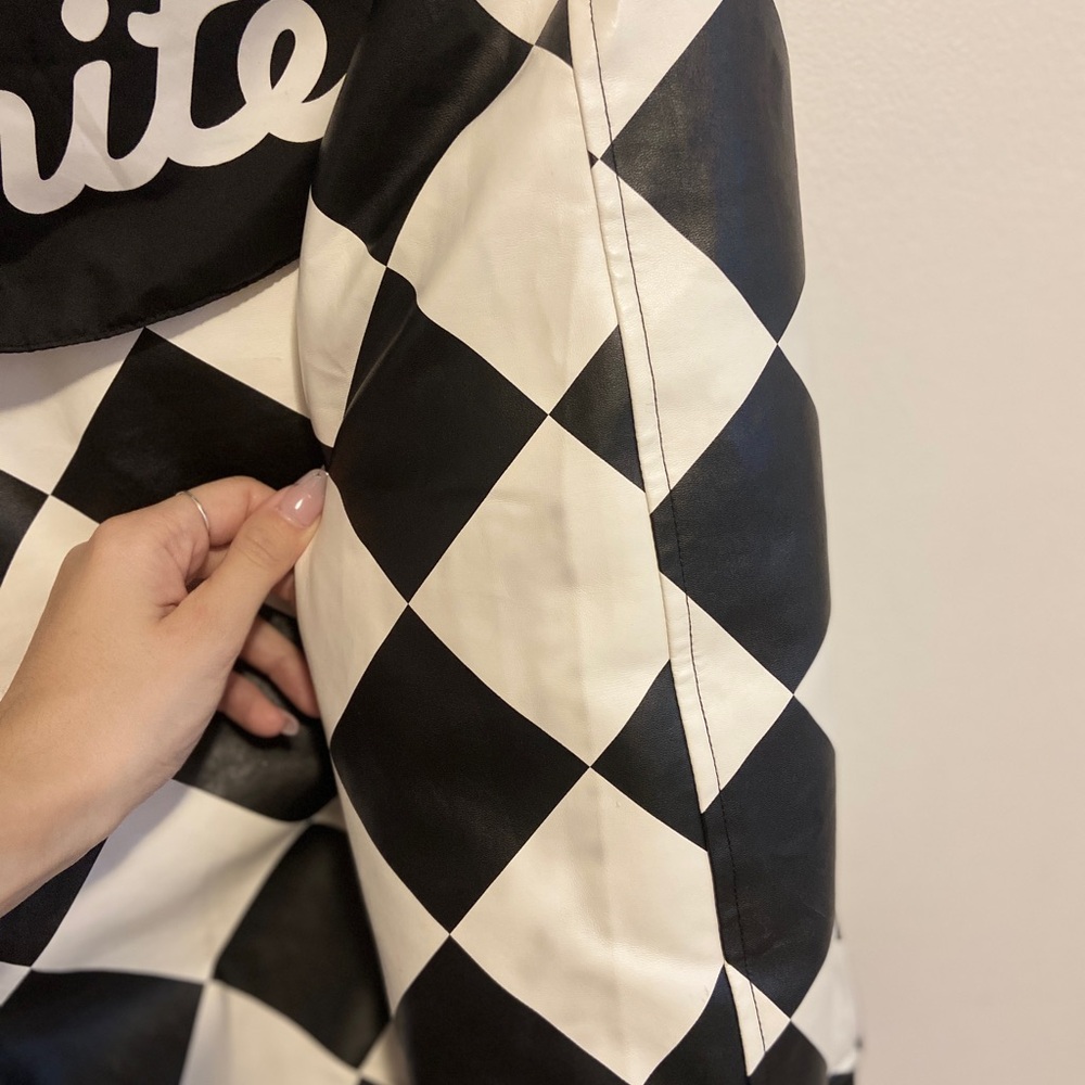 Rare Off-White Checkered Faux Leather Jacket - Picture 5 of 6